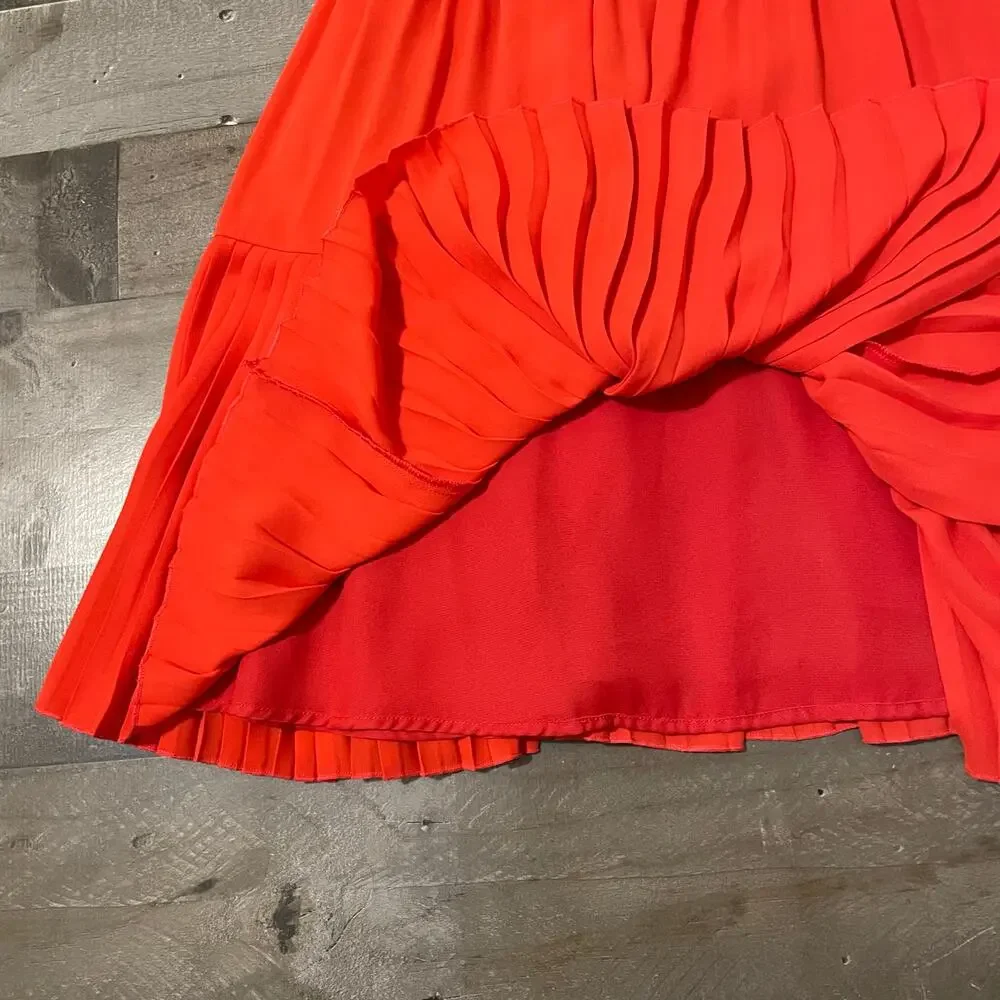 Kate Spade Pleated Plisse Cape Overlay Mini Dress Women’s Size 0 Red